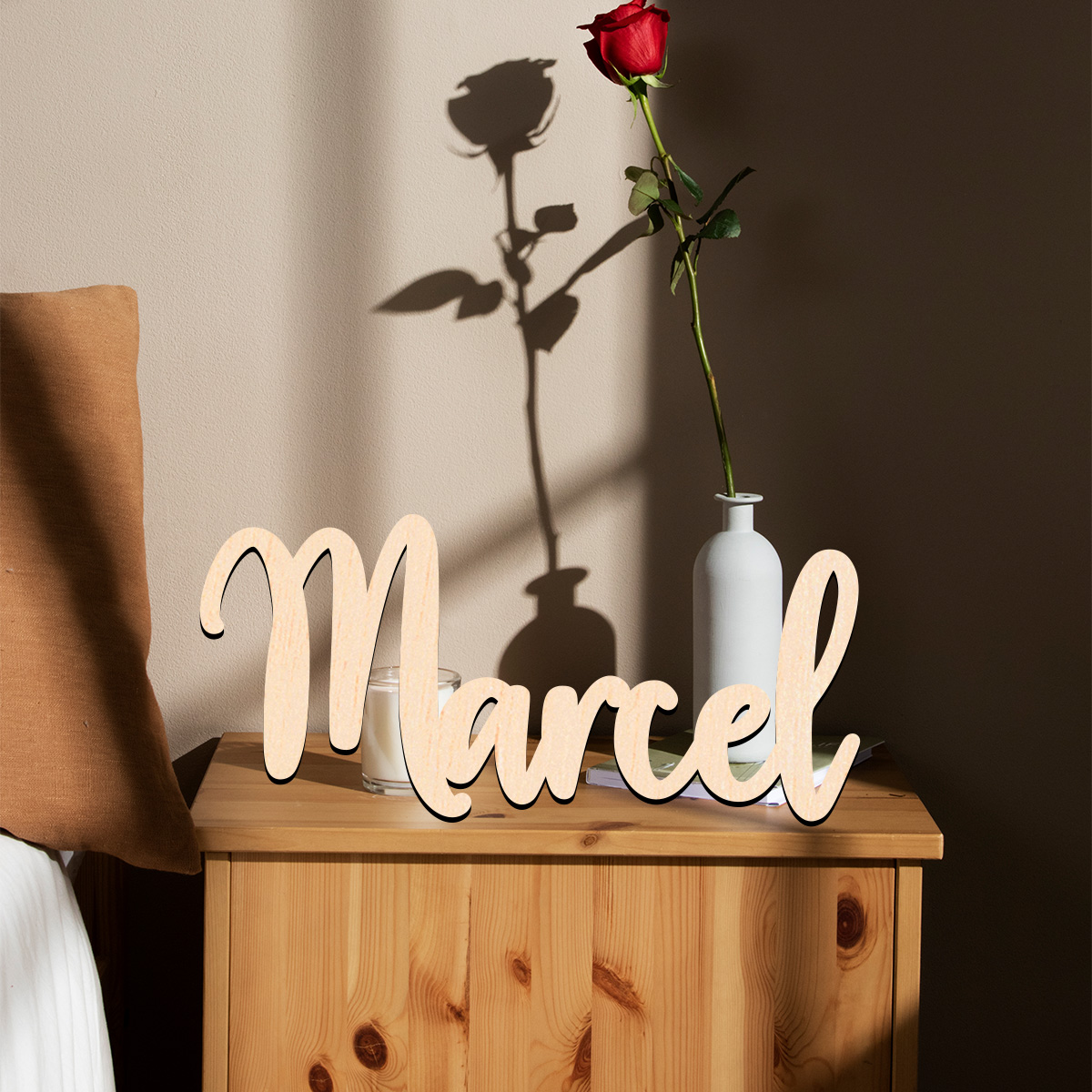 Home Decor Examples - 1-teiliges, leichtes Beispiel, personalisierter Name, Holzmaterial,