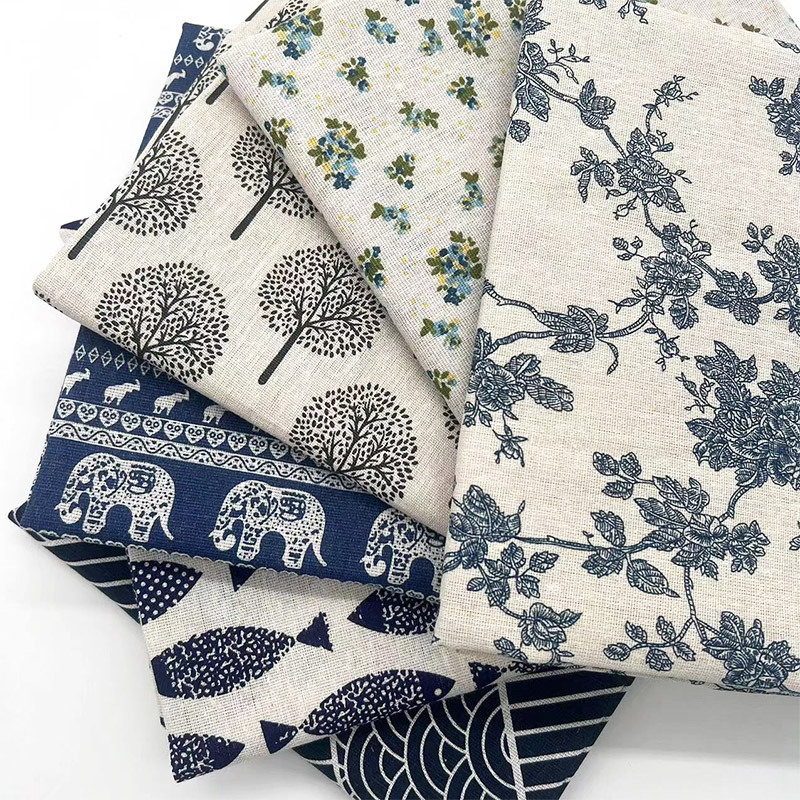 Home Decor Room - Retro Boho Blumenmuster Baumwoll-Leinen-Mischgewebe, Weicher Dekorativer