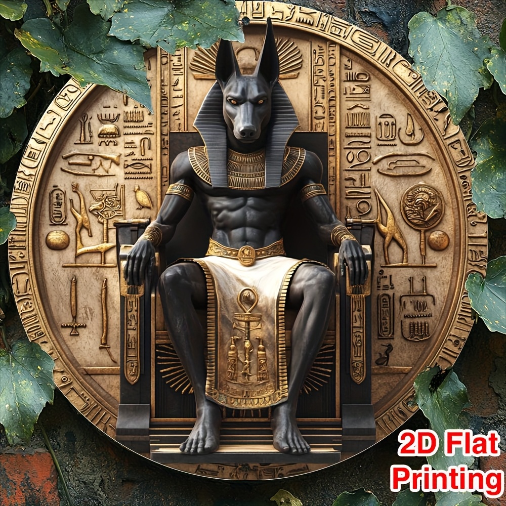 Home Decor Egypt - Vintage Ägyptisches Anubis auf Thron Rundes