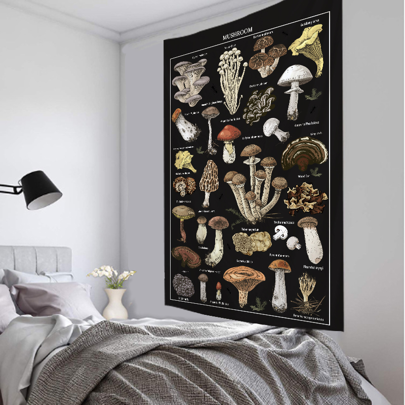 Home Decor Examples - Schwarz Pilz Beispiel Bild Wandteppich Hängen