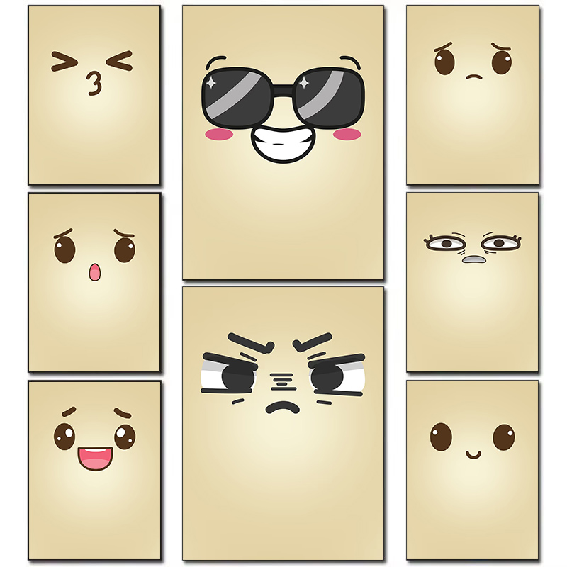 Home Decor Emoji - Überraschende Niedliche Emoji-Gesichter Muster Serie Themen-Leinwanddruck