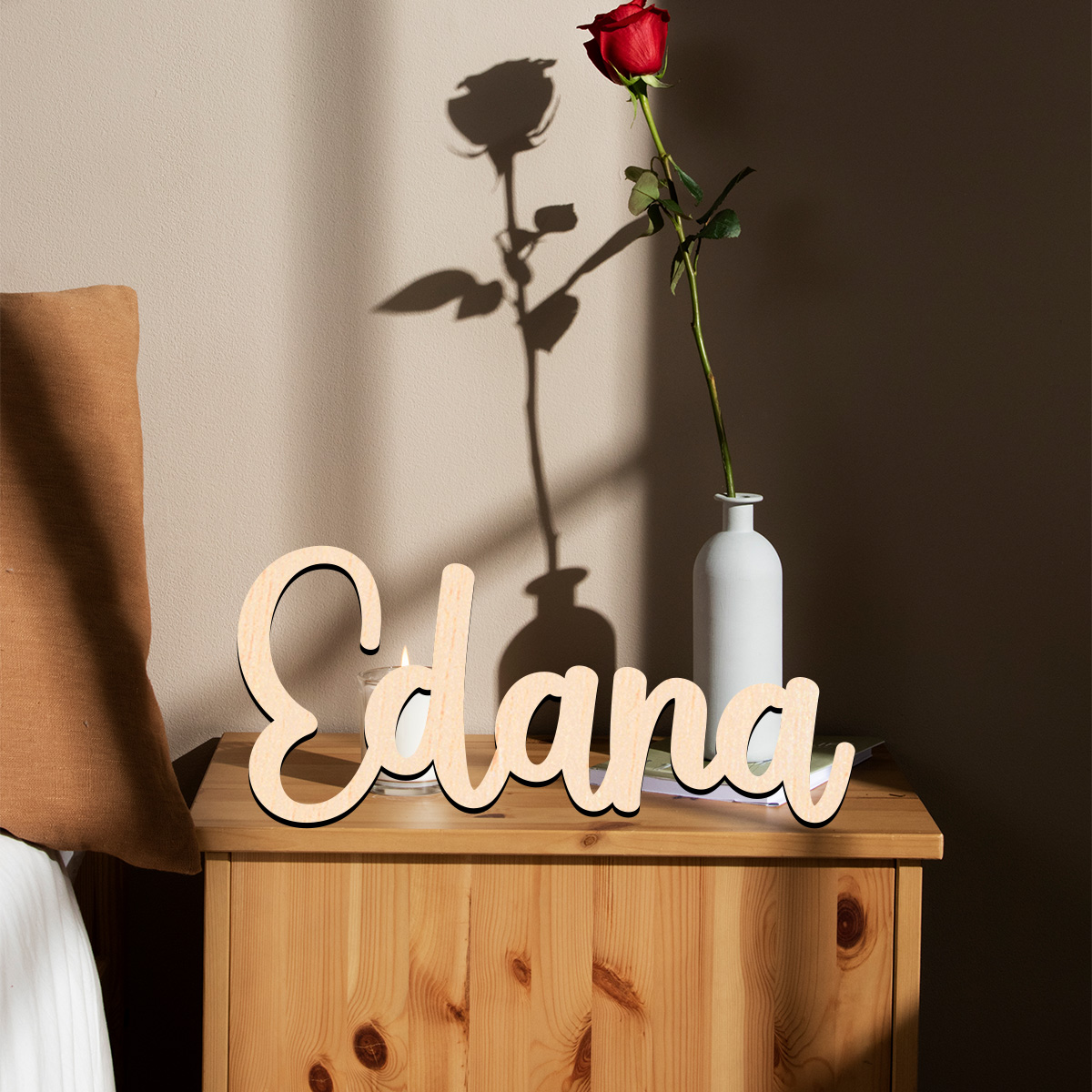 Home Decor Examples - 1-teiliges Edana-Beispiel, anpassbarer Name, Holzmaterial, bezaubernde
