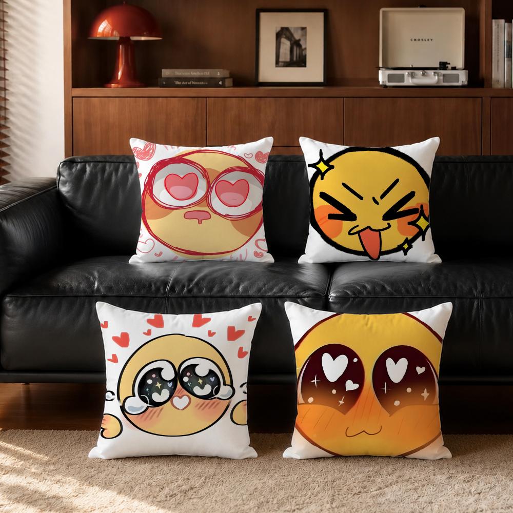 Home Decor Emoji - Niedlicher, entzückender gelber Emoji-Kissenbezug, Kissenbezug-Set, 4-teilig,
