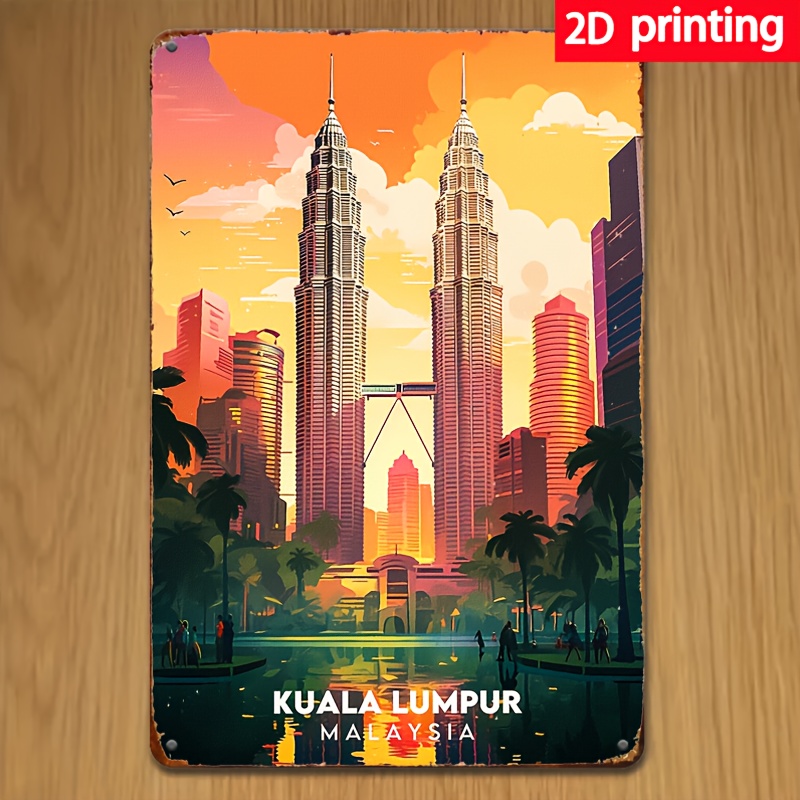 Home Decor Malaysia - Kuala Lumpur Malaysia Vintage Metallschild –