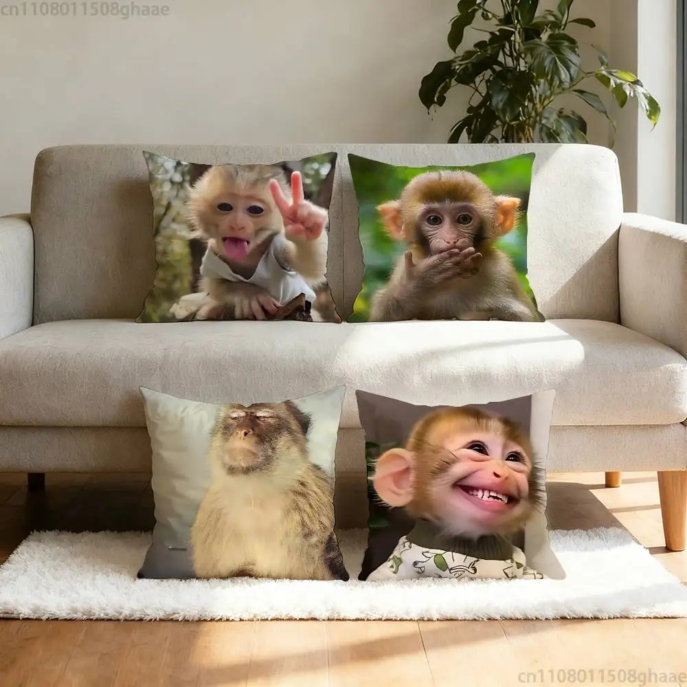 Home Decor Emoji - Lustiger Meme-Affen-Kissenbezug, Niedlicher Affen-Emoji-Kissenbezug für Wohnzimmer-Sofa,