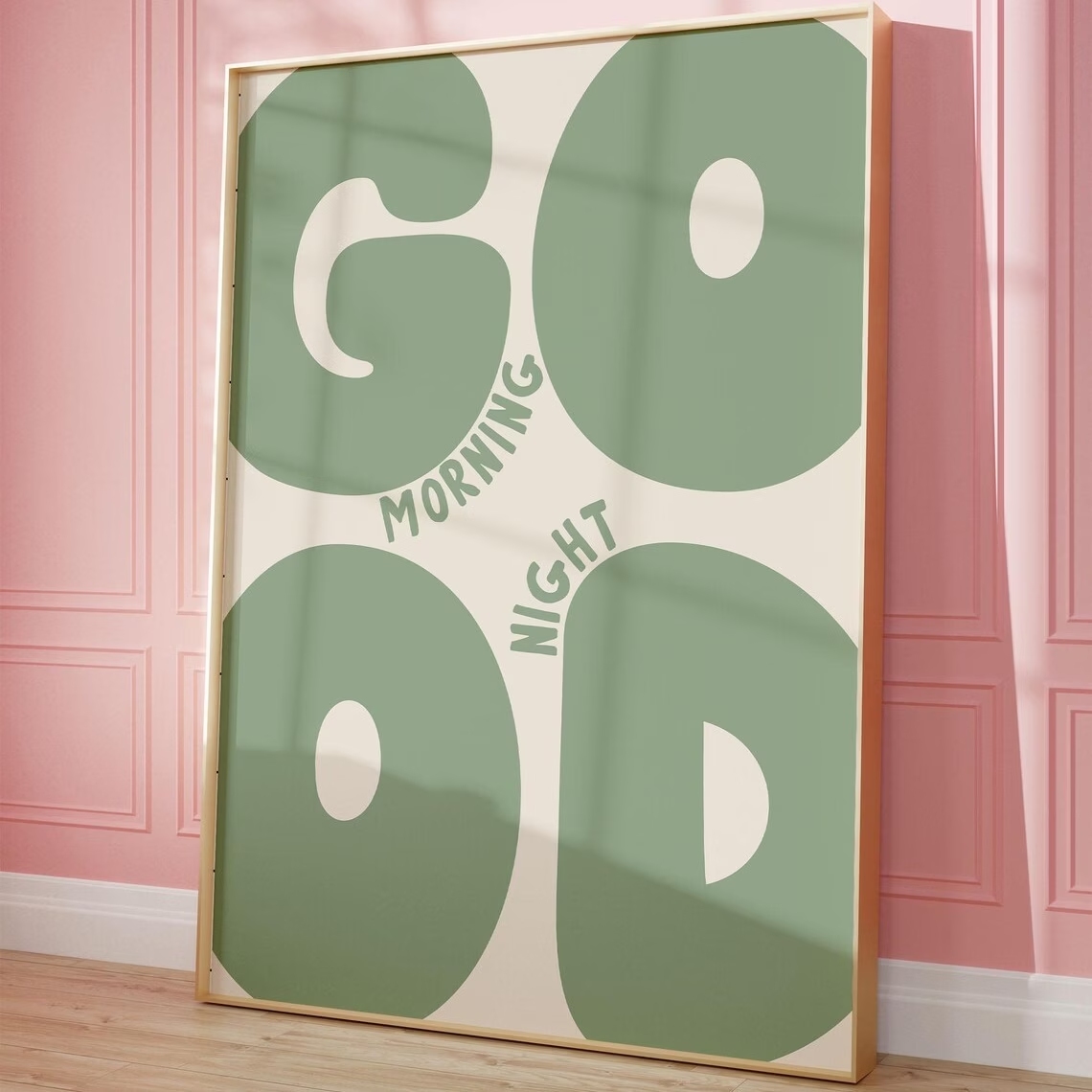 Home Decor Quotes - Moderne grüne Wandkunst mit Guten-Morgen-Guten-Nacht-Zitat, Leinwanddruck,