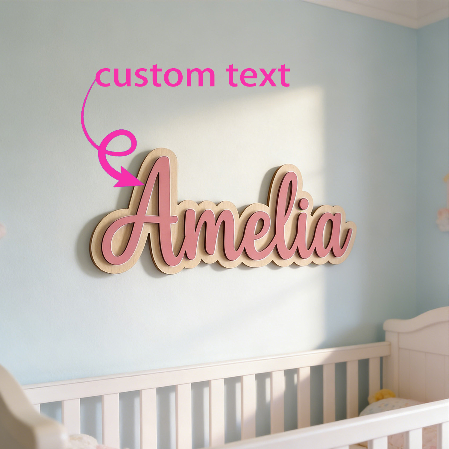 Home Decor Com - 1 Stück personalisierte doppelschichtige Holz-Namensschilder, personalisiertes