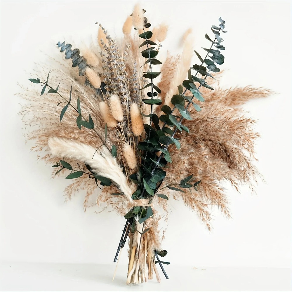 Pampas Grass Decor - 80 Stück natürliche getrocknete Blumenstrauß, Heimdekoration,