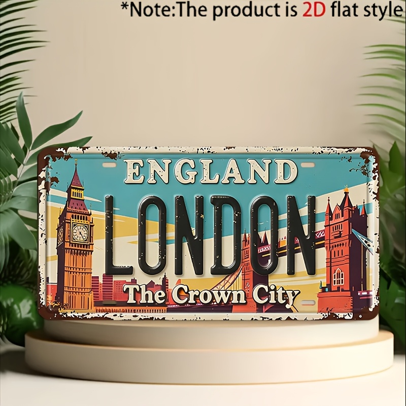 Home Decor London - Vintage London Metall-Nummernschild, Retro-Wanddekoration für Zuhause,