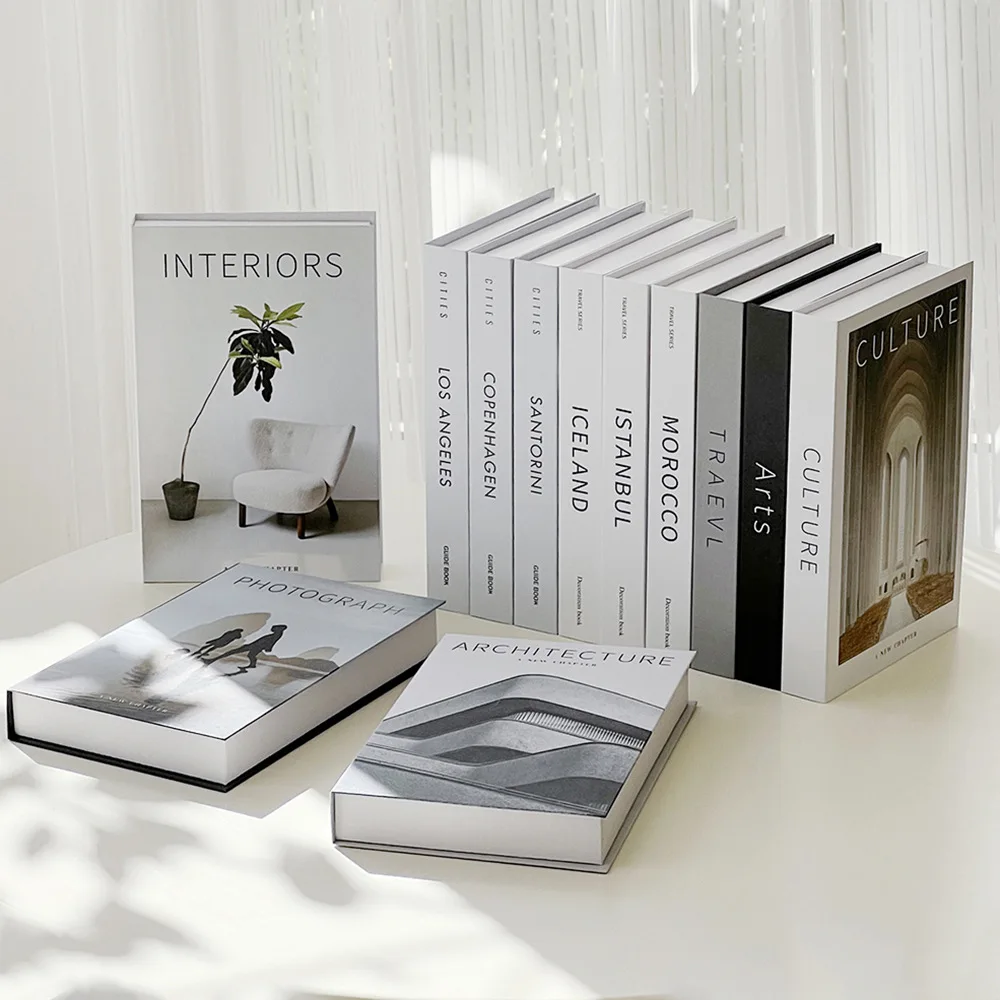 Home Decor Catalog - Minimalistische, moderne, dekorative, gefälschte Bücher-Requisiten für