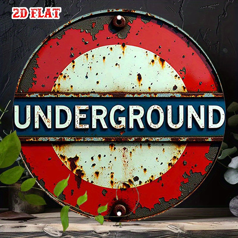 Home Decor London - Vintage London Underground rundes Metallblechschild –