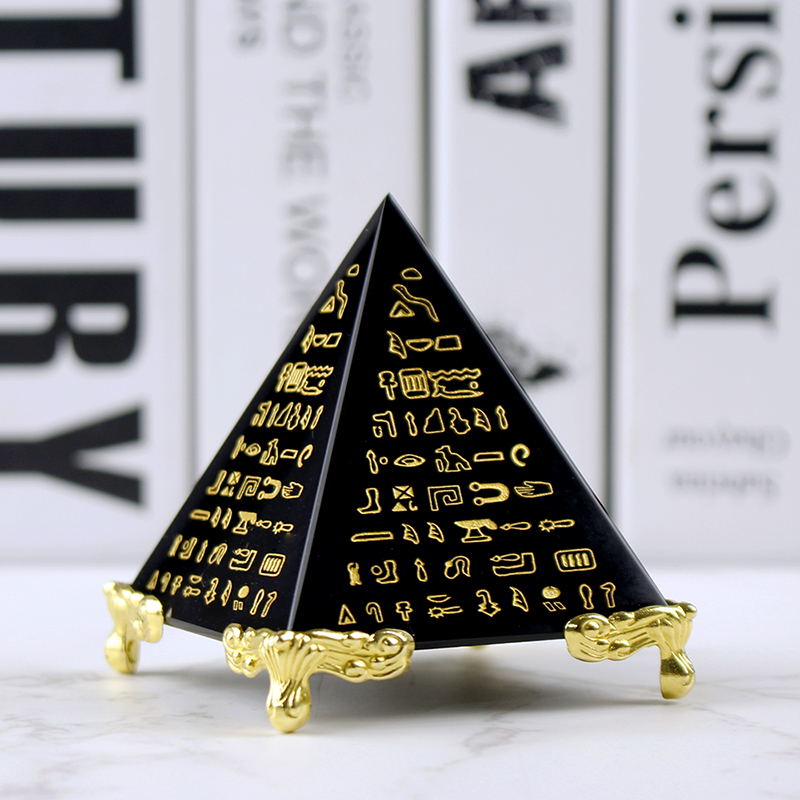 Home Decor Egypt - Ägypten Kristall Obsidian Pyramide Modell Natürliche
