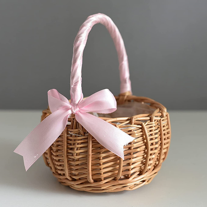 Rattan Plant Basket - Handgefertigtes Aufbewahrungsregal, gewebte Blumenkörbe, Rattan-Aufbewahrungskorb, Blumenmädchen-Handkorb
