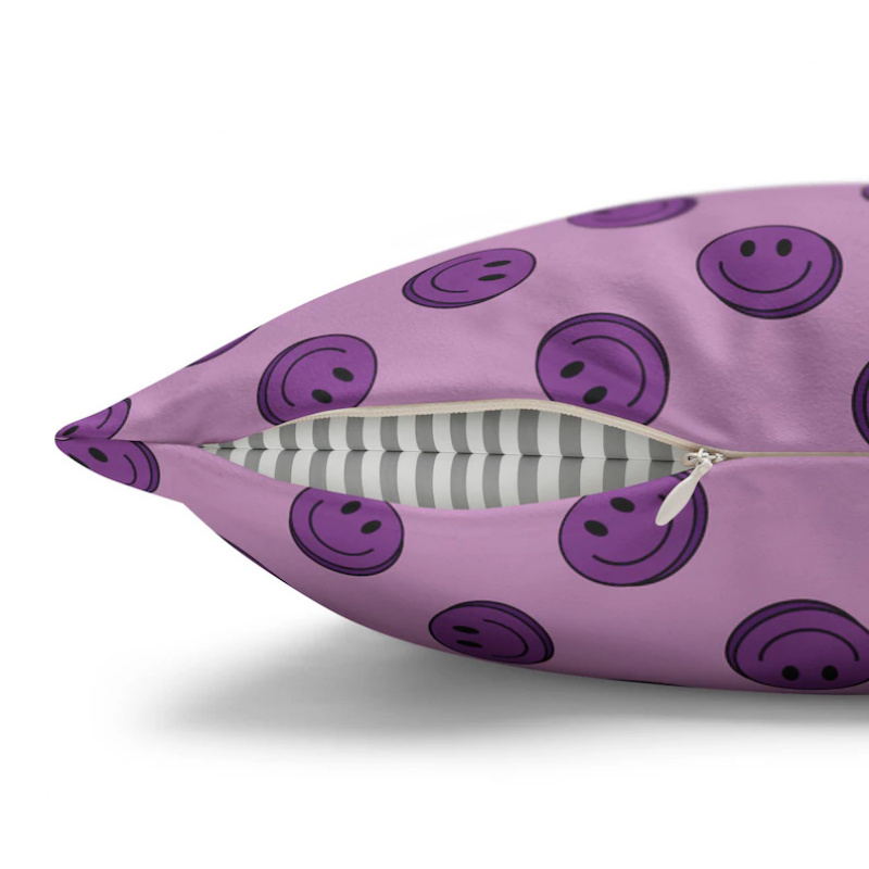 VIKAMA Lila Smile-Kissenbezug  – Home Decor Emoji Bewertung und Preis