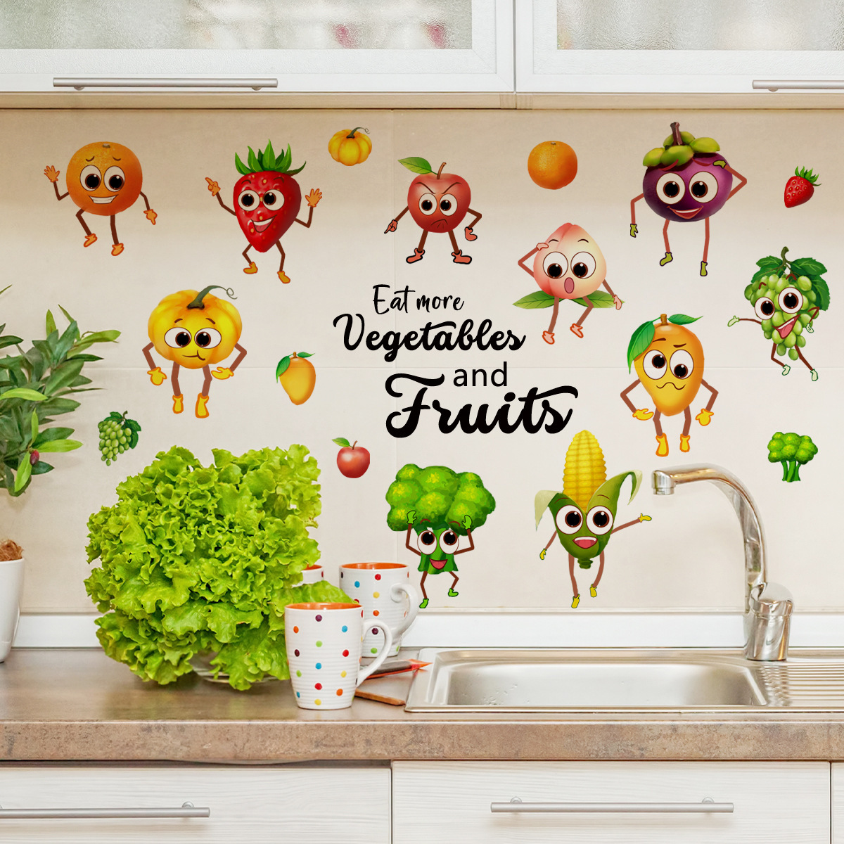 Cartoon Emoji Obst Wandaufkleb – Home Decor Emoji Bewertung und Preis