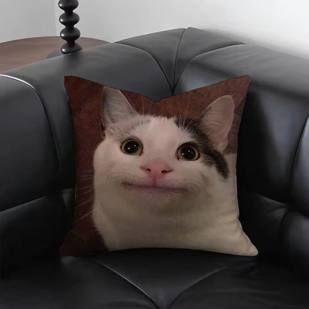 Lustige Katze M-Meme Kissenbez – Home Decor Emoji Bewertung und Preis