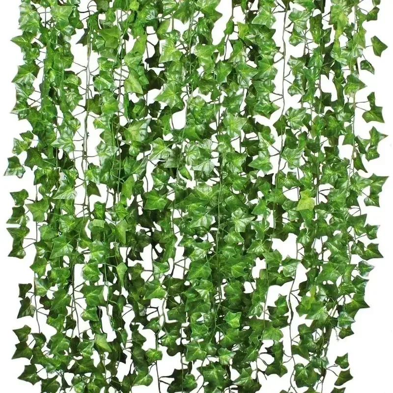 Künstliche grüne Efeublätter,  – Rattan Plant Basket Bewertung und Preis