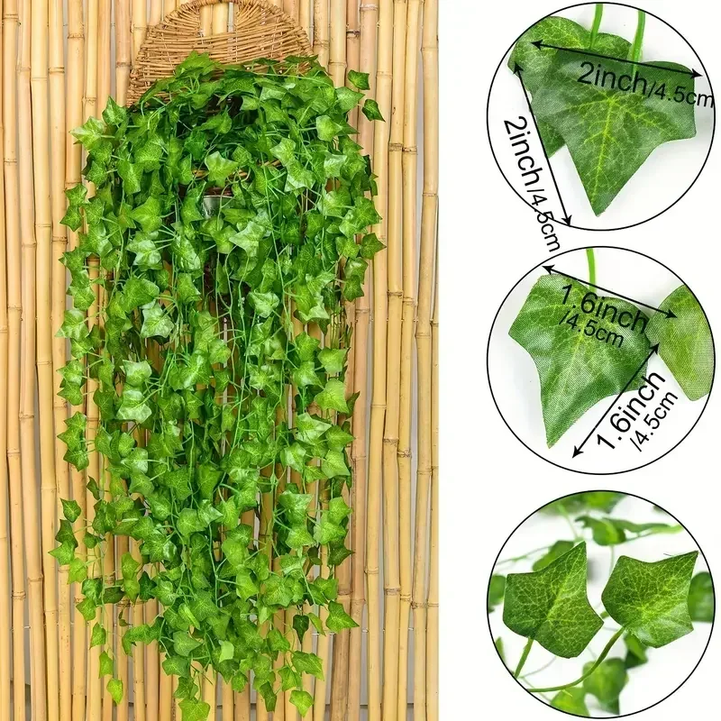 Künstliche grüne Efeublätter,  – Rattan Plant Basket Bewertung und Preis